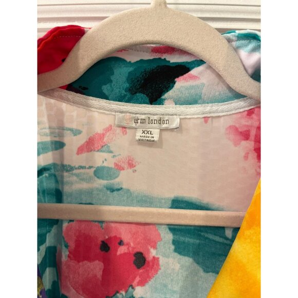 Erin London Bright Floral Glossy Zip Up Fitted Vintage‎ Y2K Size XXL - Picture 3 of 9